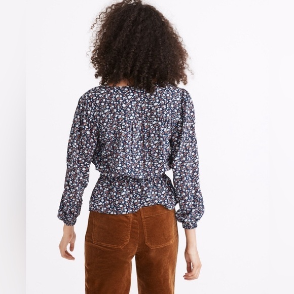 Madewell | Silk Button Front Peplum Top in Harvest Vine, XS - Picture 12 of 13